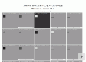 Android SDKに含まれているアイコン名一覧表　オンマウス時